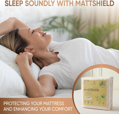 Waterproof Organic Mattress Protector Queen - Organic Cotton Breathable Mattress Pad Cover - 200 GSM Comfort - Deep Pocket - Fitted Comfort