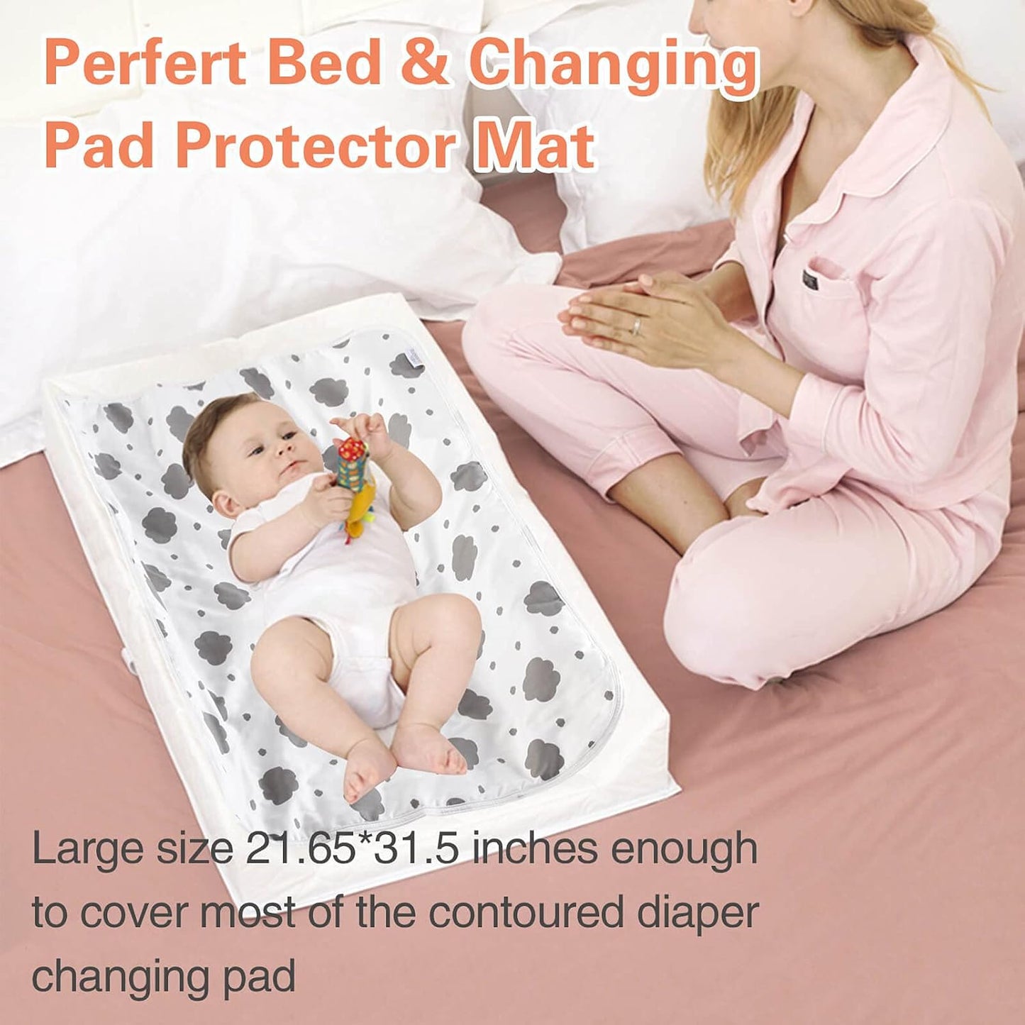 Baby Diaper Changing Pad, 21 5/8" x 31.5" Waterproof Changing Pad Liners - Reusable Soft and Absorbent Portable Changing Mat(Cloud1PCS)