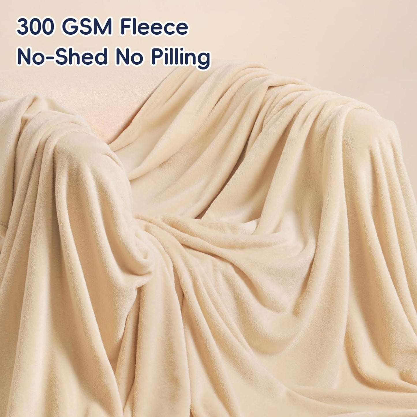 PHF Ultra Soft Fleece Blanket Queen Size, No Shed No Pilling Luxury Plush Cozy 300GSM Lightweight