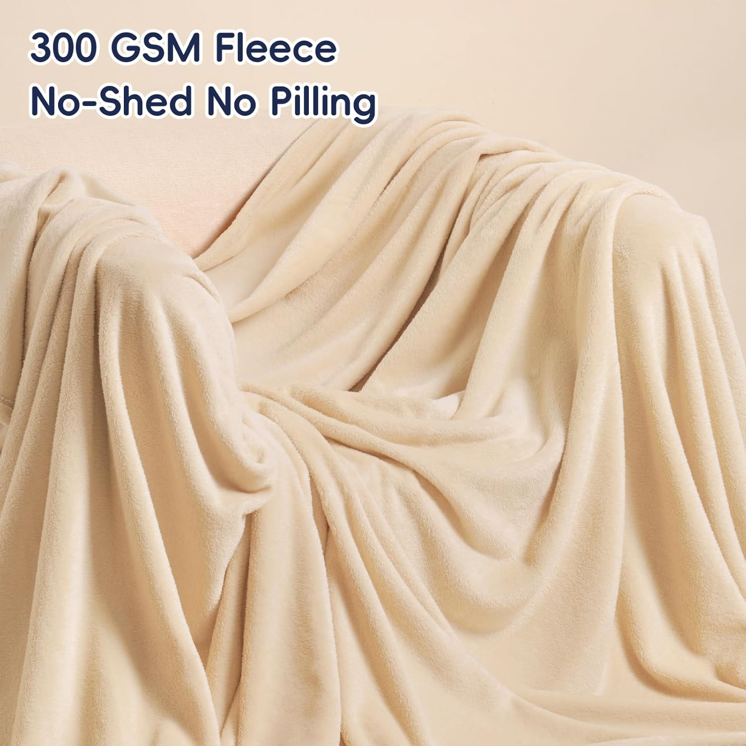 PHF Ultra Soft Fleece Blanket King Size, No Shed No Pilling Luxury Plush Cozy 300GSM Lightweight