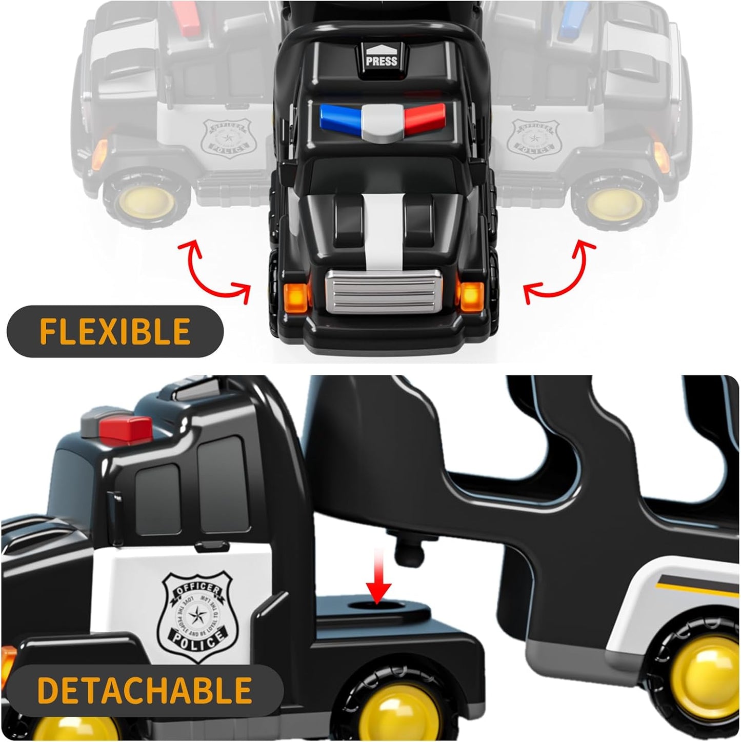 TEMI Police Trucks Boy Toys for 3-5 Year Old Toddlers - Toys for 3 4 5 6 7 Years Old Transport Vehicle Carrier Truck, Boy Trucks Toy Sets, Kids Toys Boys 3-5, Toys for Boys Girls Aged 4-6 5-7