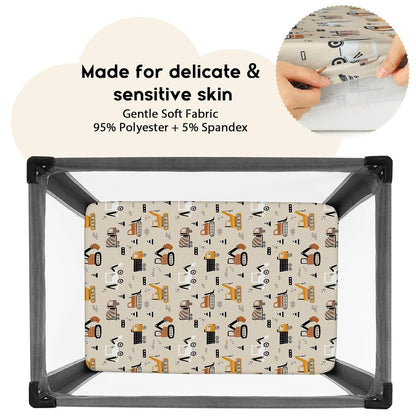 Yoofoss Pack and Play Sheets Fitted, Mini Crib Sheets 2-Pack for Pack N Play Mattress, Stretchy