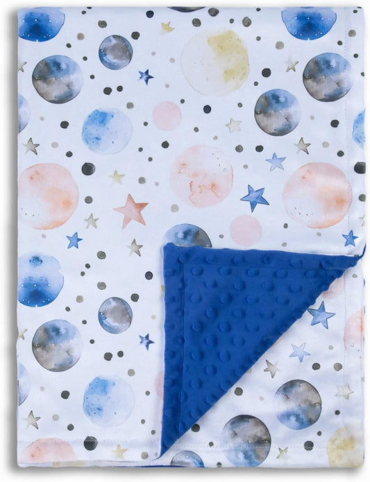 Baby Blankets for Unisex Boys Girls, Super Soft Nursery Minky Blankets, 30 x 40 inch Outer Space Printed Bed Throws Newborn (Color Planet)