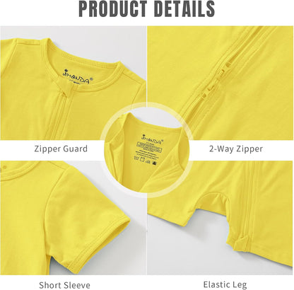 Jimonda Baby Rompers Cotton Baby Boys Baby Girls Short Sleeve Sleepers Pjs Two Way Zipper One-piece Neutral Sleep and Play