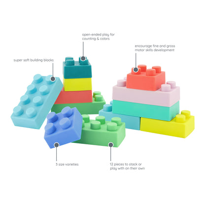 Infantino Super Soft Building Blocks, BPA-Free, 12-Piece Set