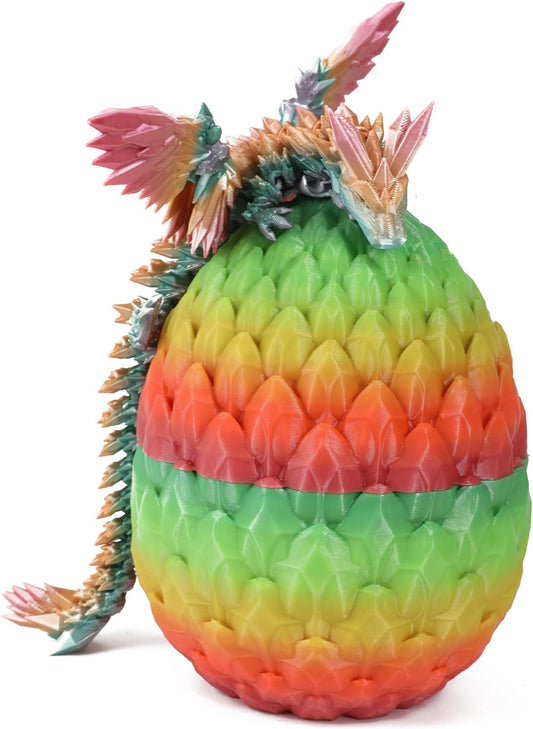 Easter Dragon Eggs 3D Printed Dragon Egg with Dragon Inside Articulated Crystal Dragon Fidget Toy Mystery Easter Suprise Home Office Decor Executive Desk Toys