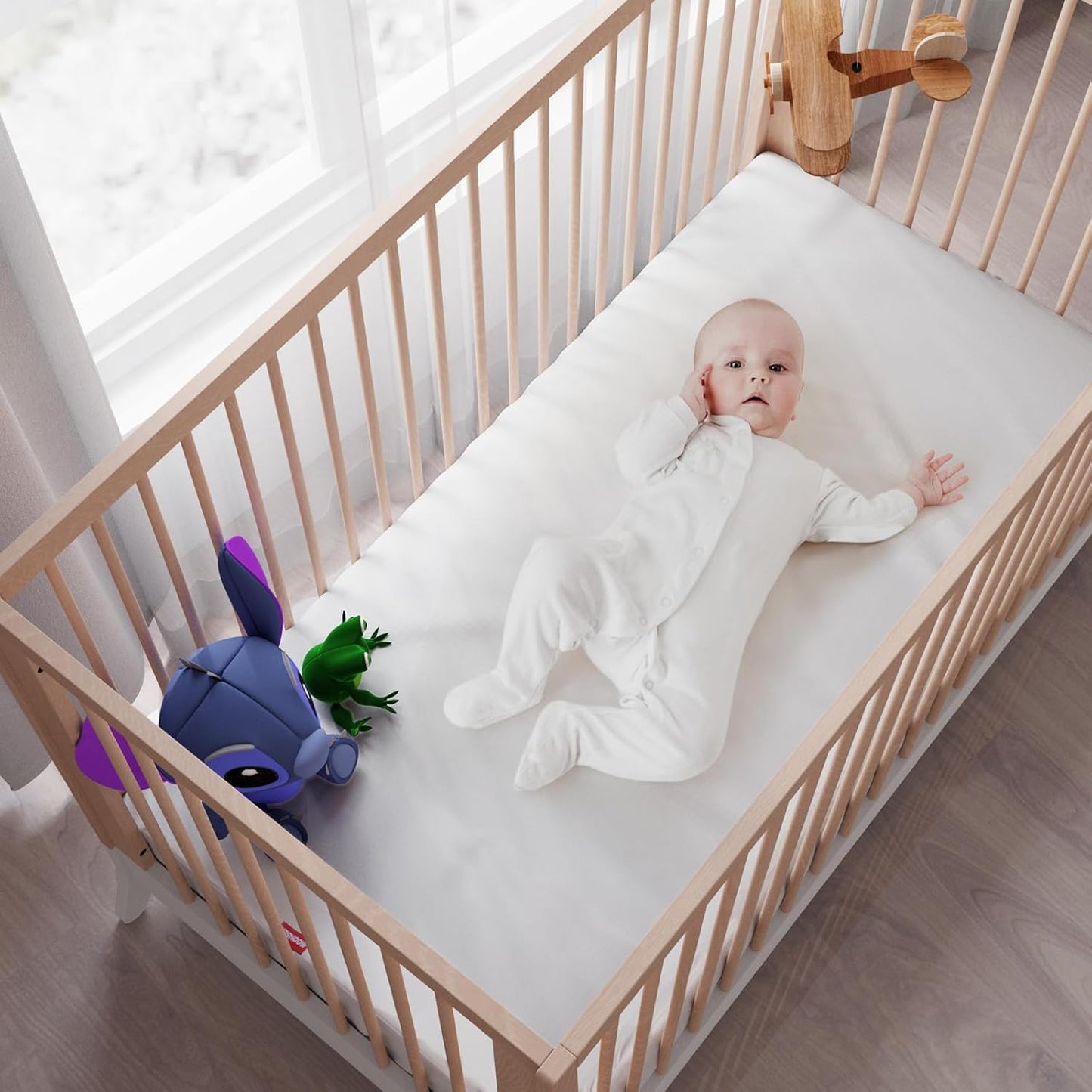 Waterproof Crib Mattress Protector Zippered 2 Pack, 6-Side Waterproof Crib Mattress Encasement