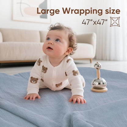 Muslin Swaddle Blankets, Nursery Receiving Blanket for Newborn, Baby Swaddle Wrap Soft Silky &