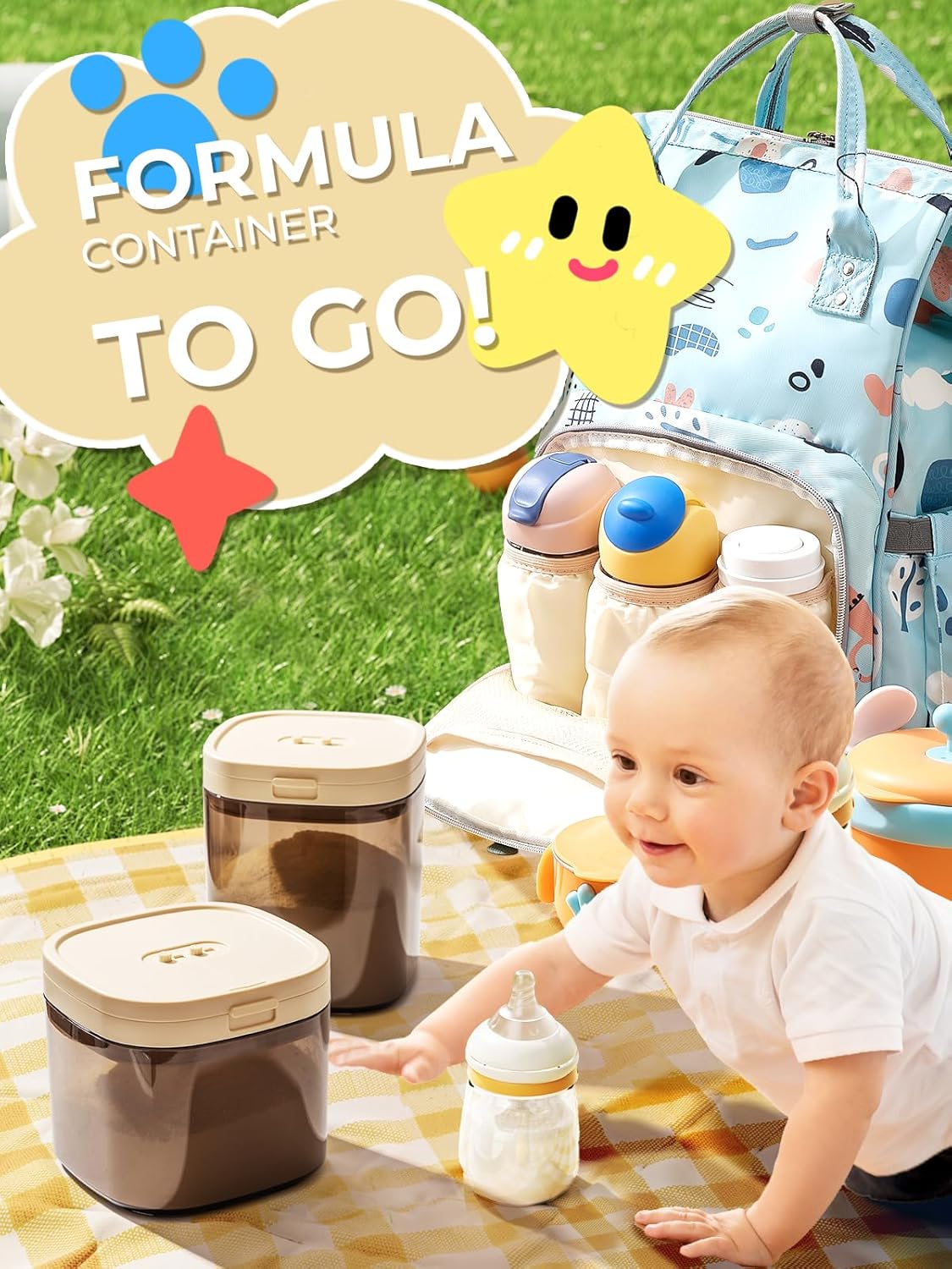 Travel Formula Container, 800ml BPA-Free Baby Formula Dispenser On The Go with Flip Top Lid