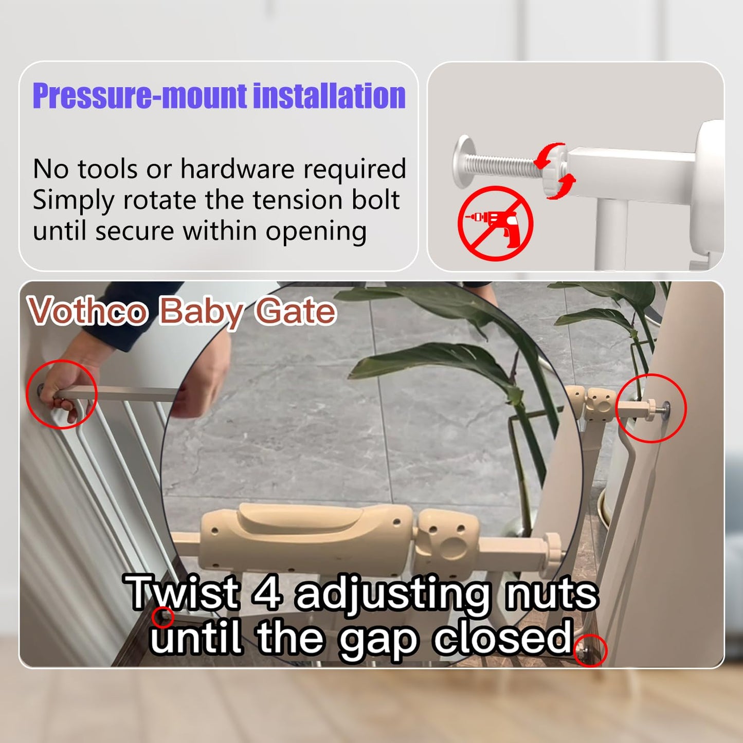 Extra Wide 67-71.5 Inch Baby Gates for Stairs, Doorways - No Drilling, Pressure Mounted Pet Gates for Kids and Dogs