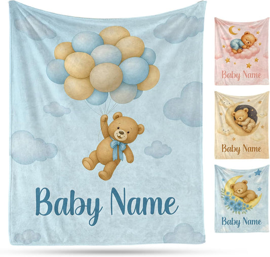 Ship Next Day, Personalized Baby Blanket – Printed in USA, Custom Baby Blanket for Boys & Girls