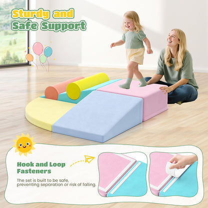 Lischwert Foam Climbing Blocks for Toddlers 1-3, 6pcs Soft Play Set with Crawling Exploration Toys, Indoor Outdoor Infant Safe Blocks for Baby Gym Toddler Playground
