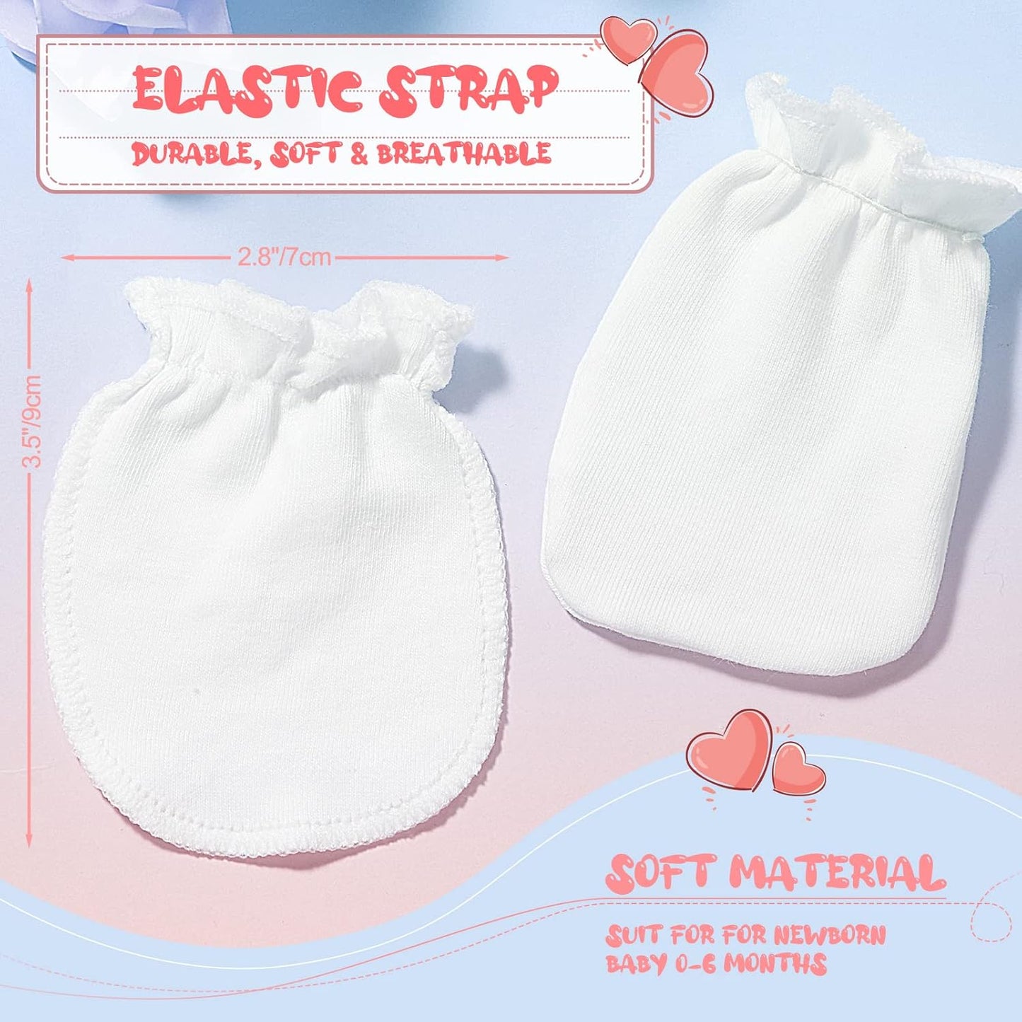 9 Pairs Newborn Baby Boys Girls Mittens 0-6 Months Infant Toddler Mittens No Scratch Solid Color Gloves