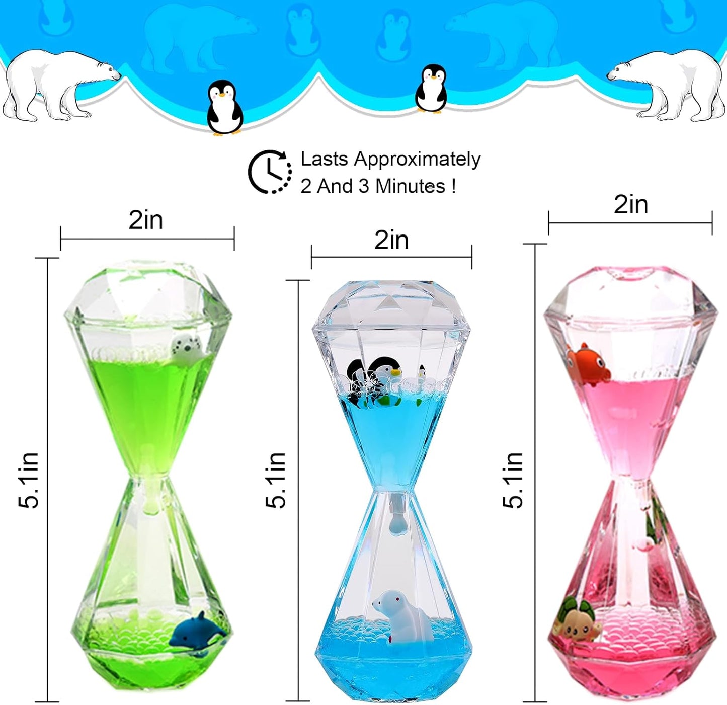 XINBAOHONG Liquid Motion Bubbler for Kids and Adults Hourglass Liquid Bubbler Timer for Sensory Play Fidget Toy Stress Management Desk Decor(Blue) (1 Blue+1 Pink+1 Green)
