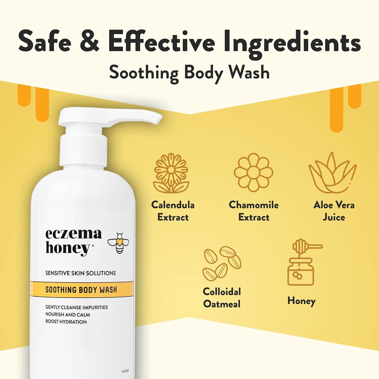 ECZEMA HONEY Soothing Body Wash - Daily Shower Gel & Eczema Treatment - Sensitive Skin Body Wash
