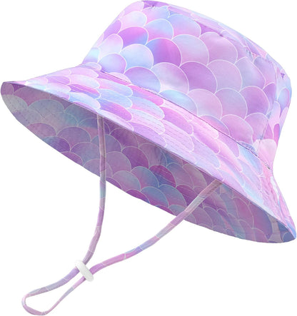 Baby Sun Hat Kids Summer UPF 50+ Toddler Bucket Hat Wide Brim Adjustable Beach Hats for Boys Girls Age 0-6 Years