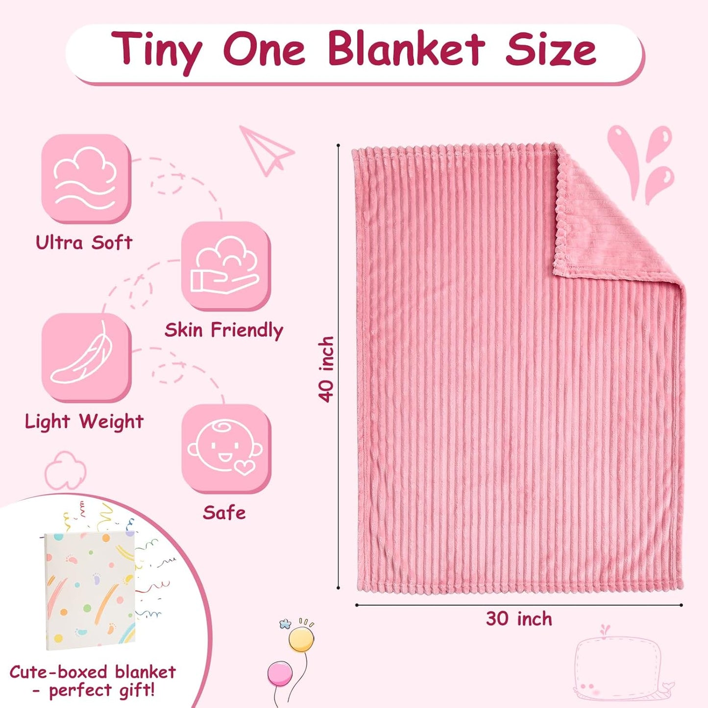 Soft Fleece Baby Blanket Ultra Cozy Pink Baby Blankets for Girls Warm and Lightweight Infant