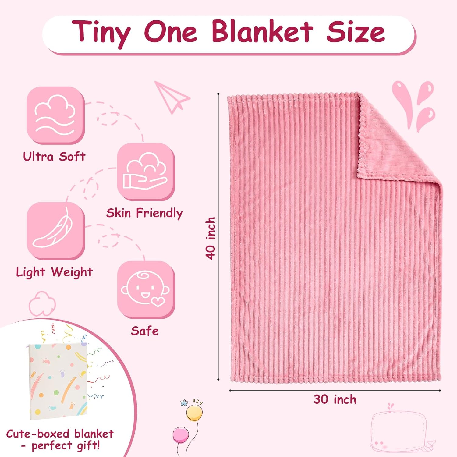 Soft Fleece Baby Blanket Ultra Cozy Pink Baby Blankets for Girls Warm and Lightweight Infant