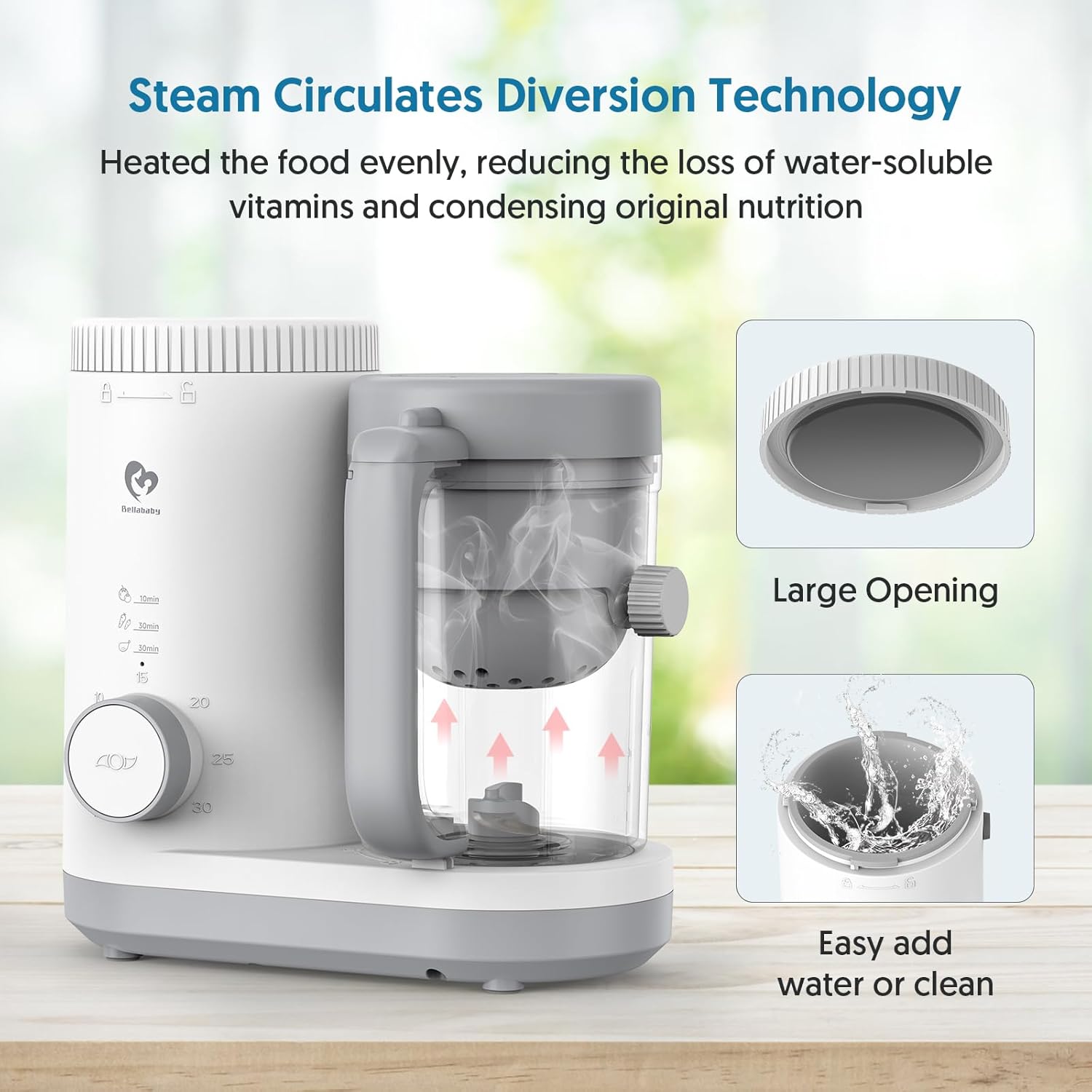 Baby Food Maker Bellababy Baby Food Processor, Puree Blender Steamer with Reversible Steam Basket