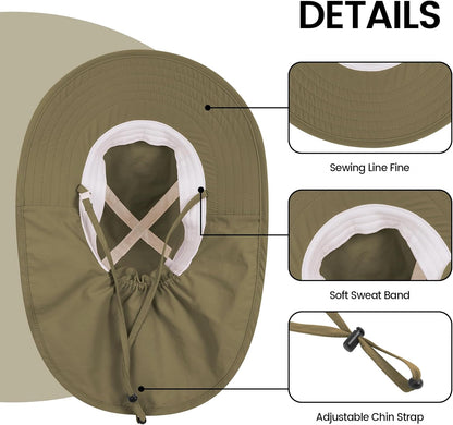 Baby Sun Hat with Neck Flap for Sun Protection Toddler Beach Hat UPF 50+ Outdoors 0-6 Years Boys Girls