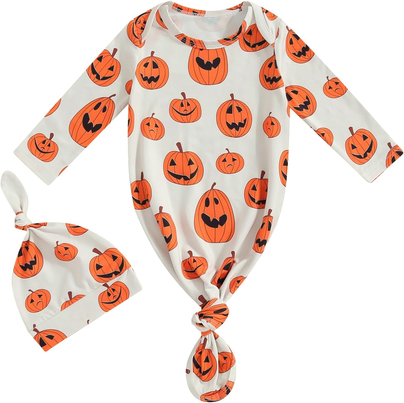 Newborn Boy Girl Coming Home Outfit Baby Infant Sleeper Gown Nightgown Outfits Cute Fall Winter Pajamas and Hat