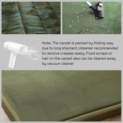 MAXYOYO Coral Velvet Area Rug, Thick Japanese Tatami Mat Living Room Carpet with Non-Slip Backing, Large Solid Color Mat for Bedroom Dormitory Yoga, Olive Green, 59"x 78"