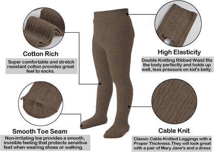 EPEIUS Baby Girl Tights Thick Cable Knit Leggings Stockings Cotton Pantyhose for Newborn Infant Toddler 3/4/5/6 Pack
