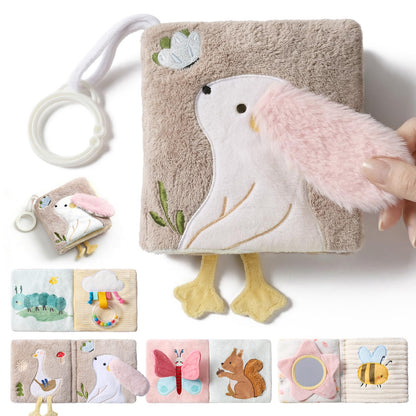 let's make Soft Baby Book, Sensory Crinkle Cloth Books for Babies 0-6 6-12 Months, Animal Tummy