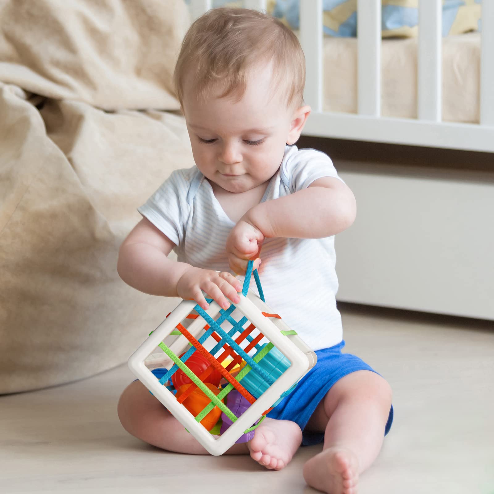 Aprilwolf Montessori Sensory Cube Toy for Toddlers