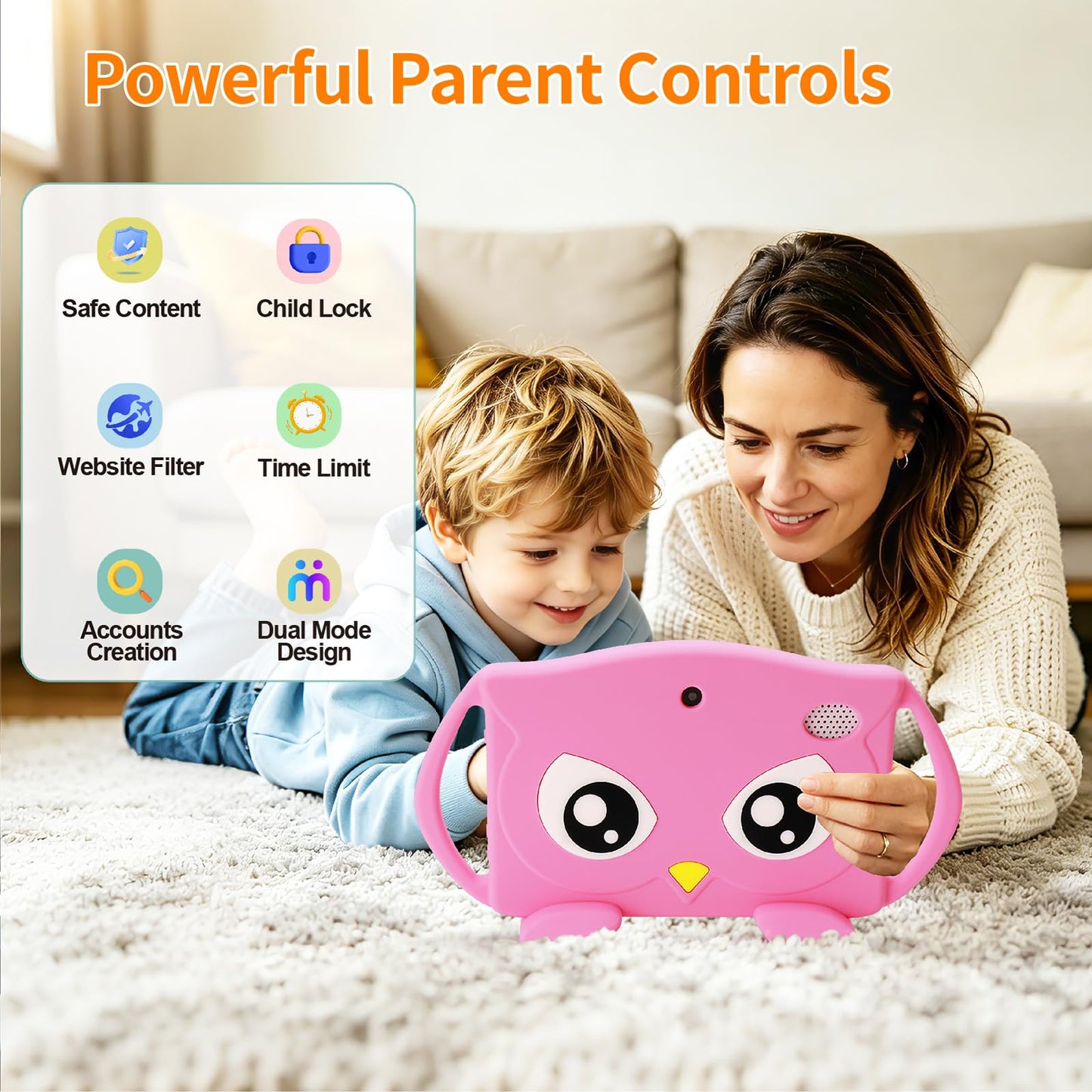 Trayoo Kids Tablet, Android 16 7'' Toddler Tablet for Kids with 4GB RAM 32GB ROM, Parent Control
