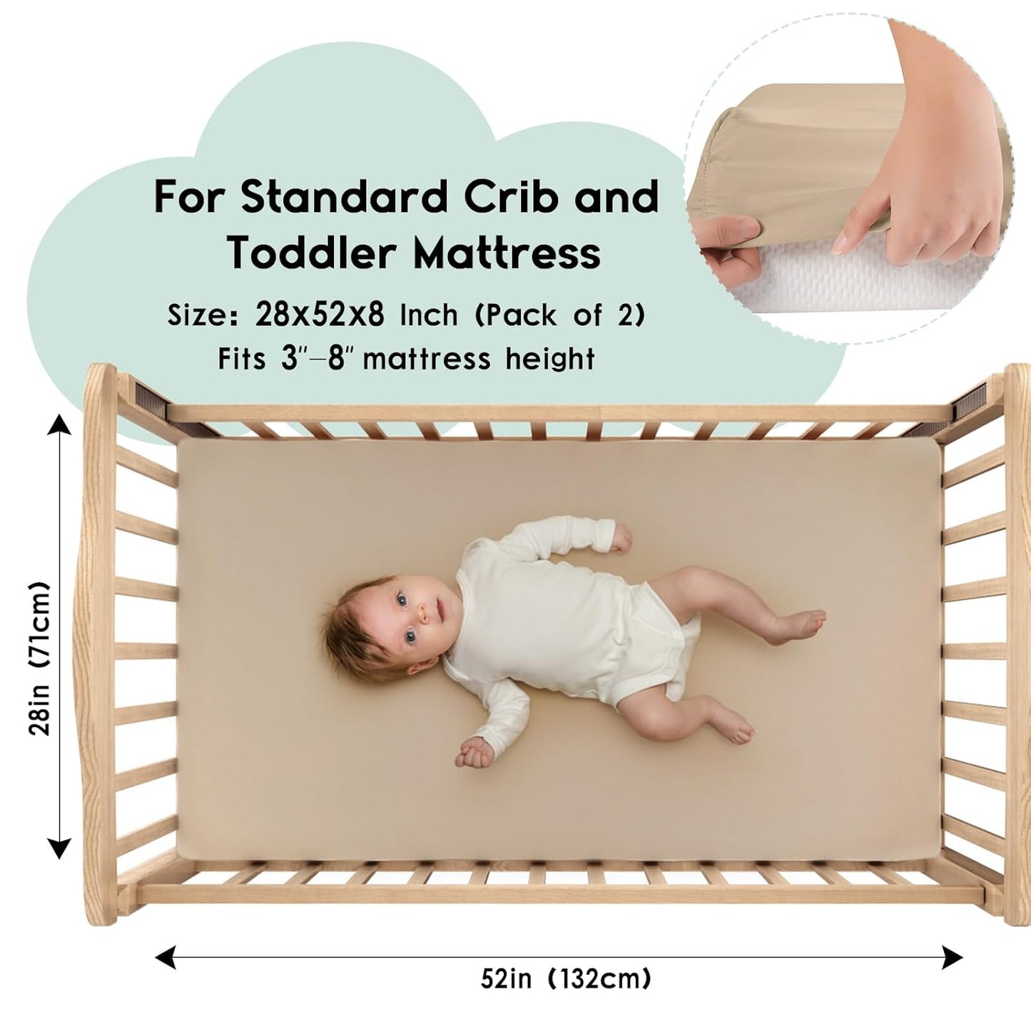 Yoofoss Baby Crib Sheets for Boys Girls, Fitted Crib Sheet 2 Pack for Standard Crib and Toddler