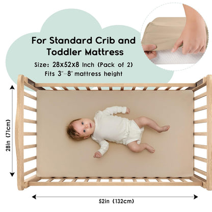Yoofoss Baby Crib Sheets for Boys Girls, Fitted Crib Sheet 2 Pack for Standard Crib and Toddler