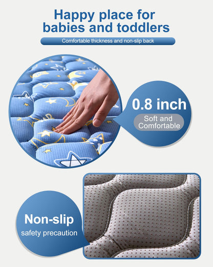 Odorless Premium Foam Baby Play Mat 4ft x 6ft, Soft Microfiber Fabric Crawling Mat for Floor- Comfortable and Hypoallergenic, Non-Slip Cushioned Floor Playpen mat for Infants,Babies,Toddlers
