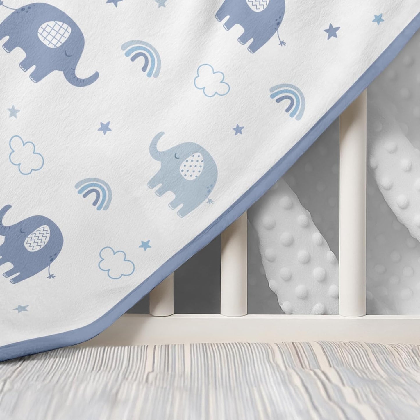 Elephant Minky Baby Blanket 30 x 40 Inches for Boys Girls, Soft Plush Receiving Blanket with Dotted