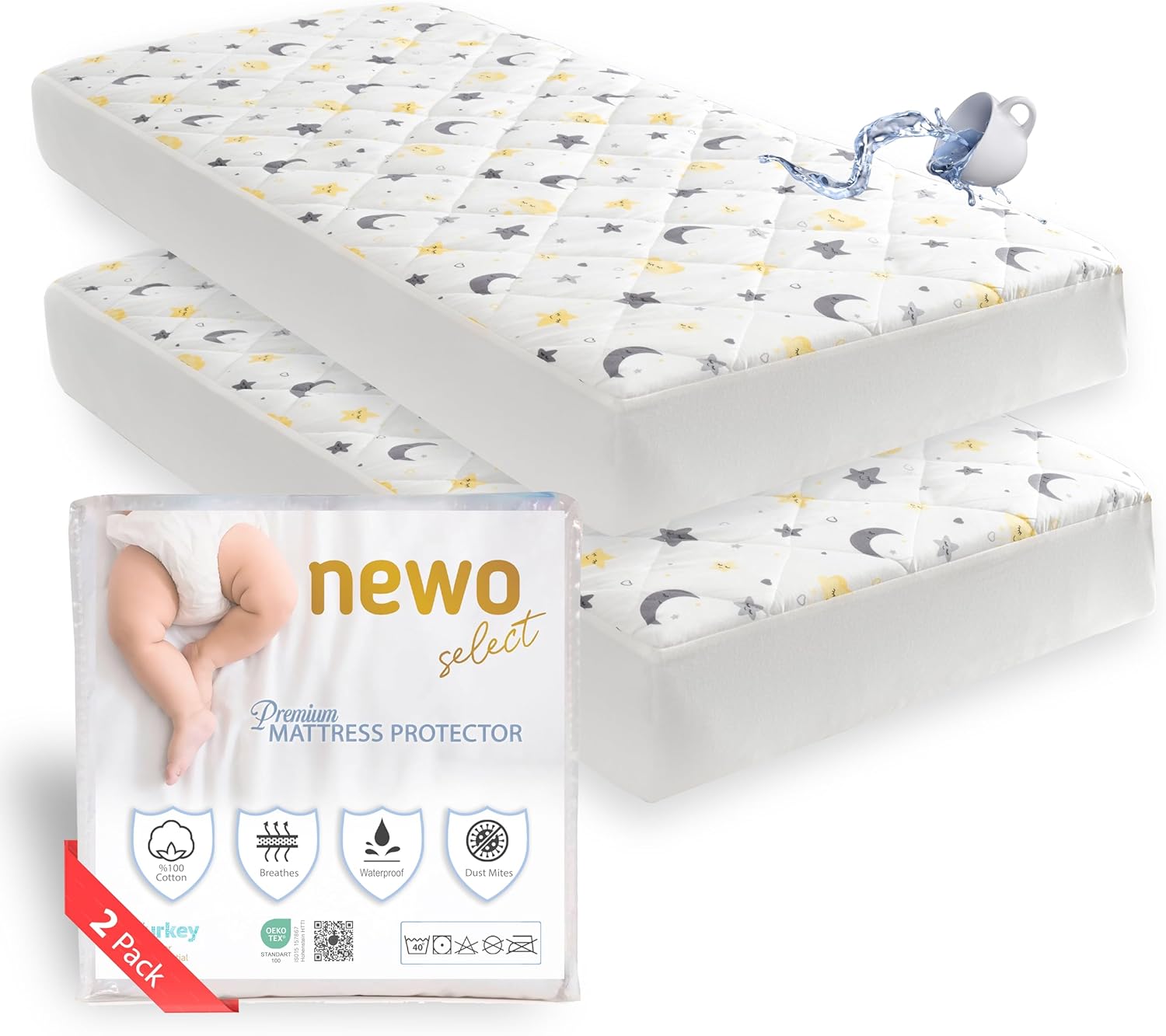 Waterproof Crib Mattress Protector Sheets,%100 Cotton Fabric, Absorbent Crib/Toddler Mattress