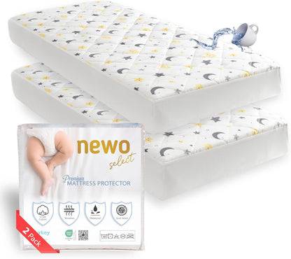 Waterproof Crib Mattress Protector Sheets,%100 Cotton Fabric, Absorbent Crib/Toddler Mattress