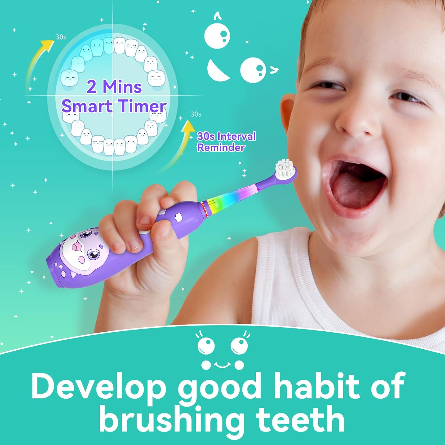 SEAGO Kids Electric Toothbrushes Rechargeable, Toddler Electric Toothbrush with Magnetic Charging