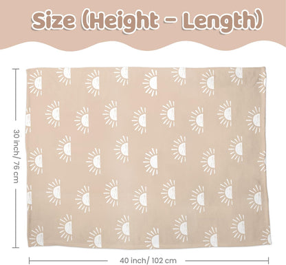 Sun Minky Baby Blanket 30 x 40 Inches for Boys Girls, Soft Plush Receiving Blanket with Dotted