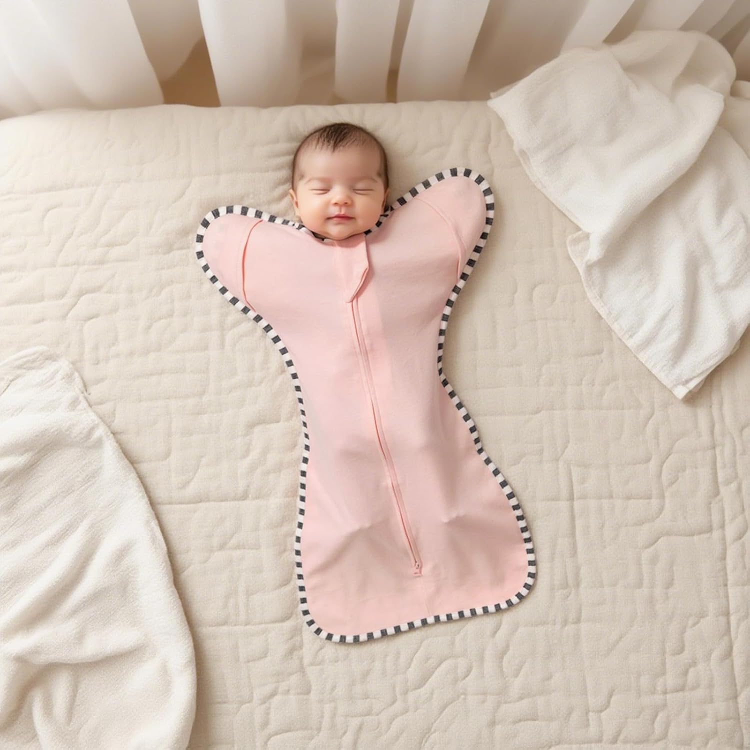 Baby Swaddle Blanket for Newborns and Infants,2-Piece Set Infant Pajamas,Bidirectional Zipper,Easy