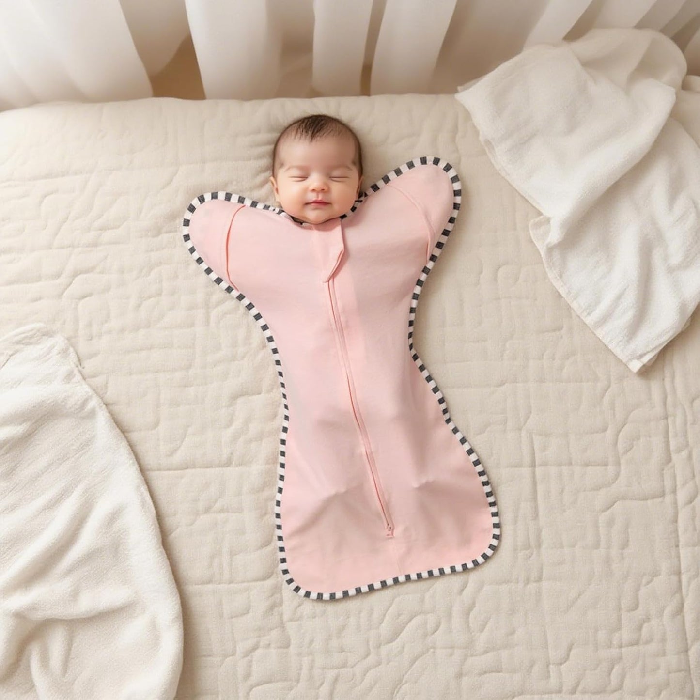 Baby Swaddle Blanket for Newborns and Infants,2-Piece Set Infant Pajamas,Bidirectional Zipper,Easy