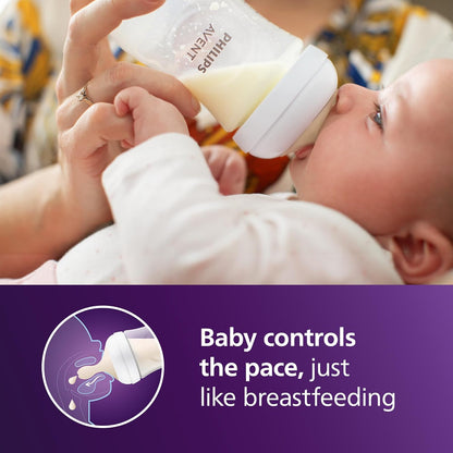 Philips Avent Natural Baby Bottles with Natural Response Nipples (Medium Flow, Flow 3), 9oz