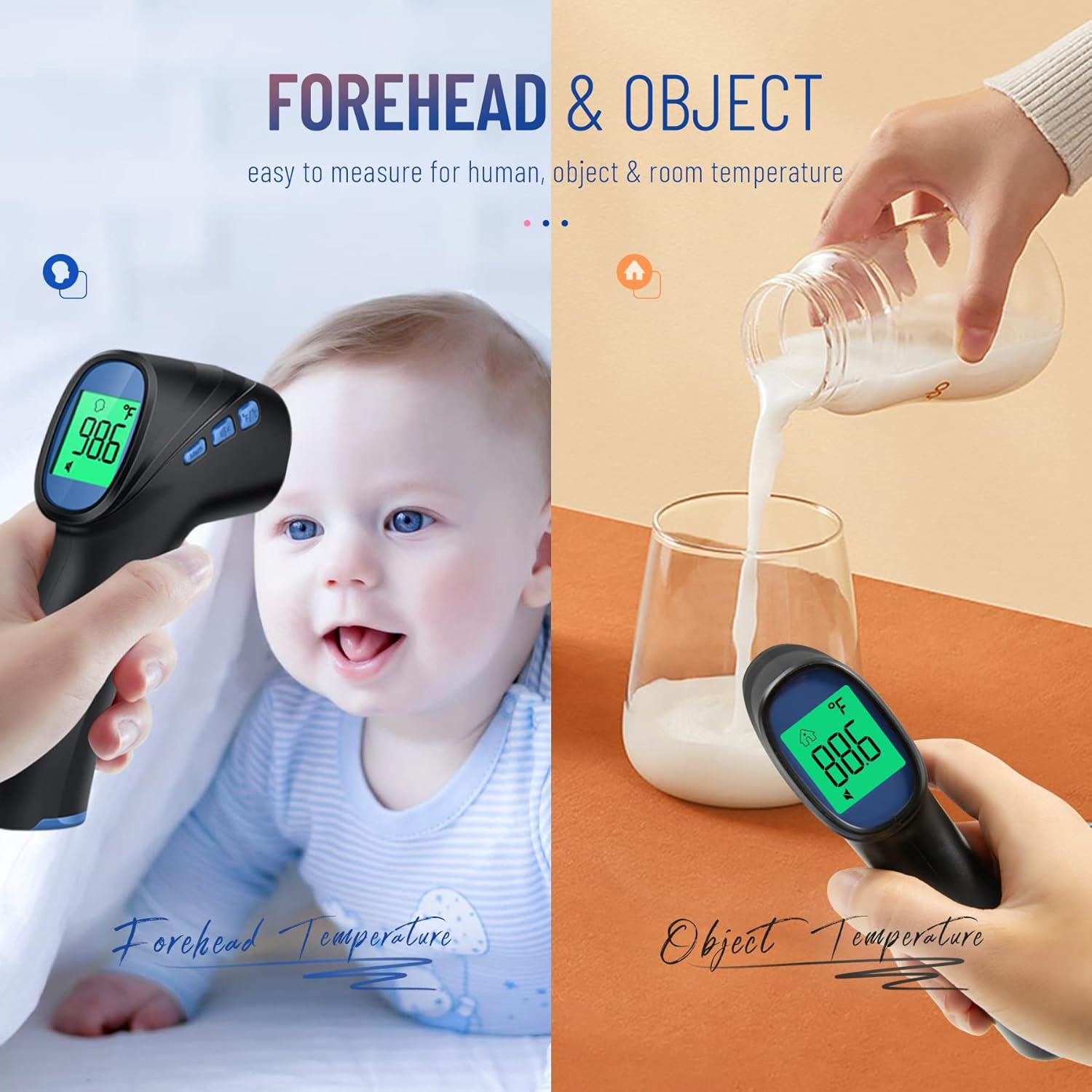Forehead Thermometer for Adults and Kids, Digital Infrared Thermometer with Fever Alarm, Fast