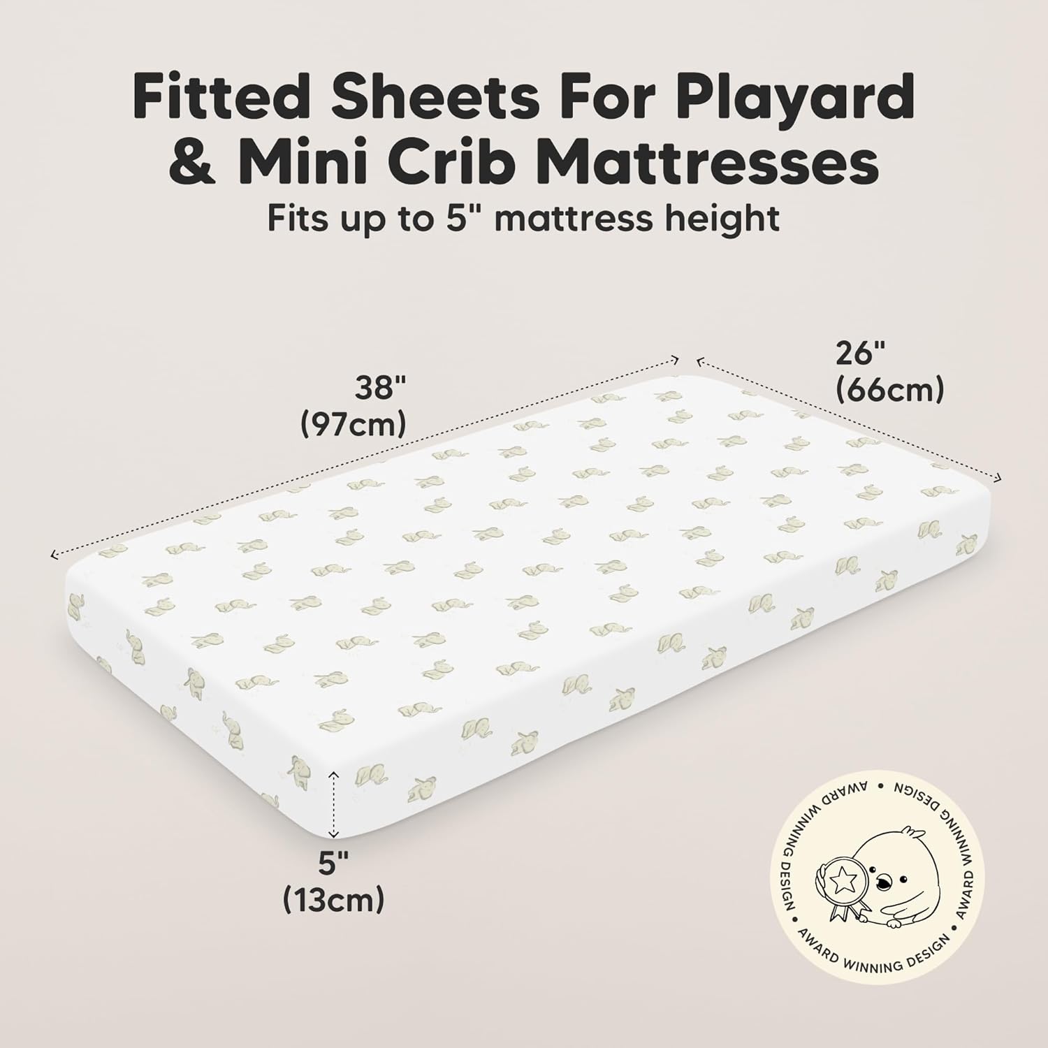 2-Pack Mini Crib Sheets Fitted - 38x26 Pack N Play Sheets for Pack and Play Mattress, Organic