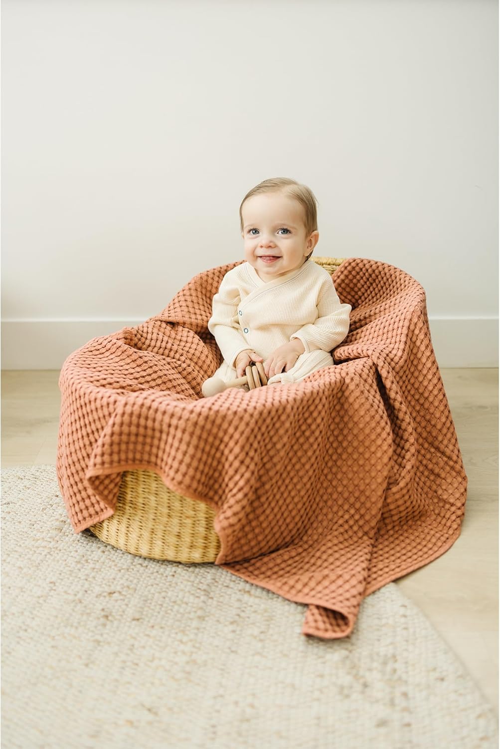 Konssy Waffle Baby Blanket - Soft & Cozy Nursery Swaddle Blanket, Lightweight Toddler Throw for