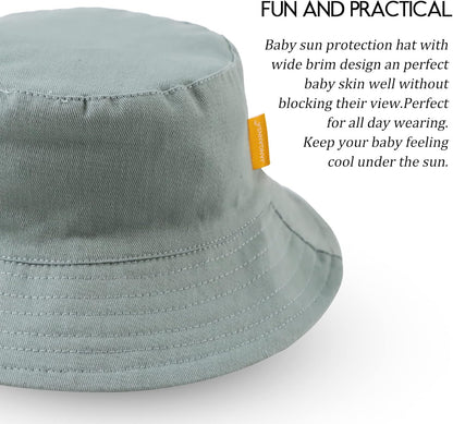 JANGANNSA Cotton Baby Sun Hat Infant Toddler Boys Girls Bucket Hats Summer Sun Protection Kids Beach Caps