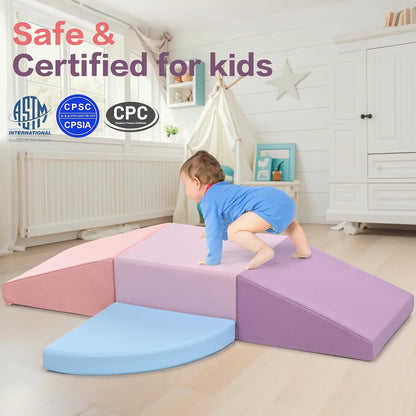 Climbing Foam Blocks for Toddlers: PU Leather Foam Blocks for Kids Active Play - Toddler Climbing Toys Indoor - Durable Playground Gym Preschool Toddler Toys for Boys and Girls (Purple/Pink)