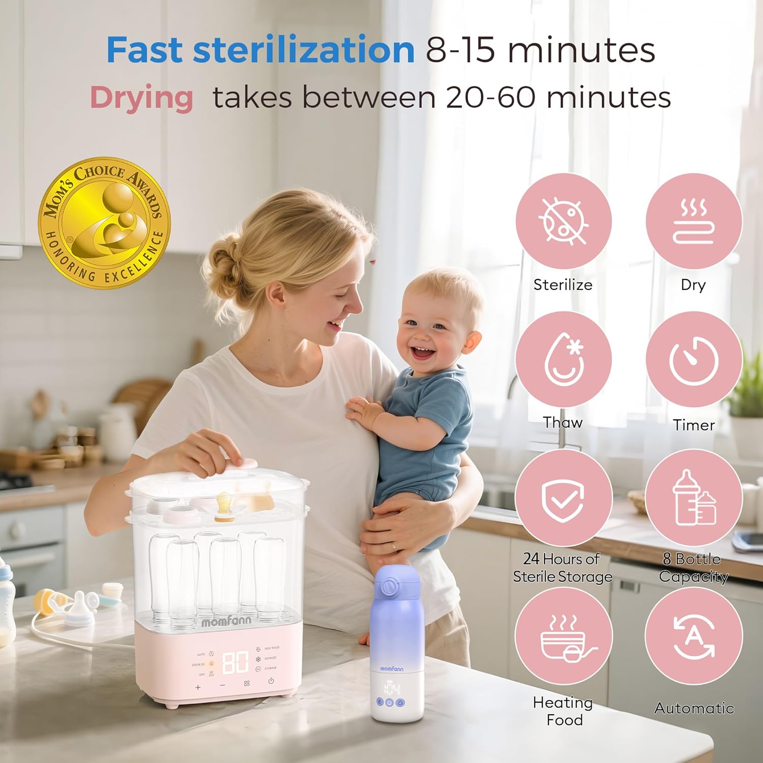 Bottle Sterilizer and Dryer, All-in-One Electric Steam Sterilizer Bottle Sanitizer for Baby