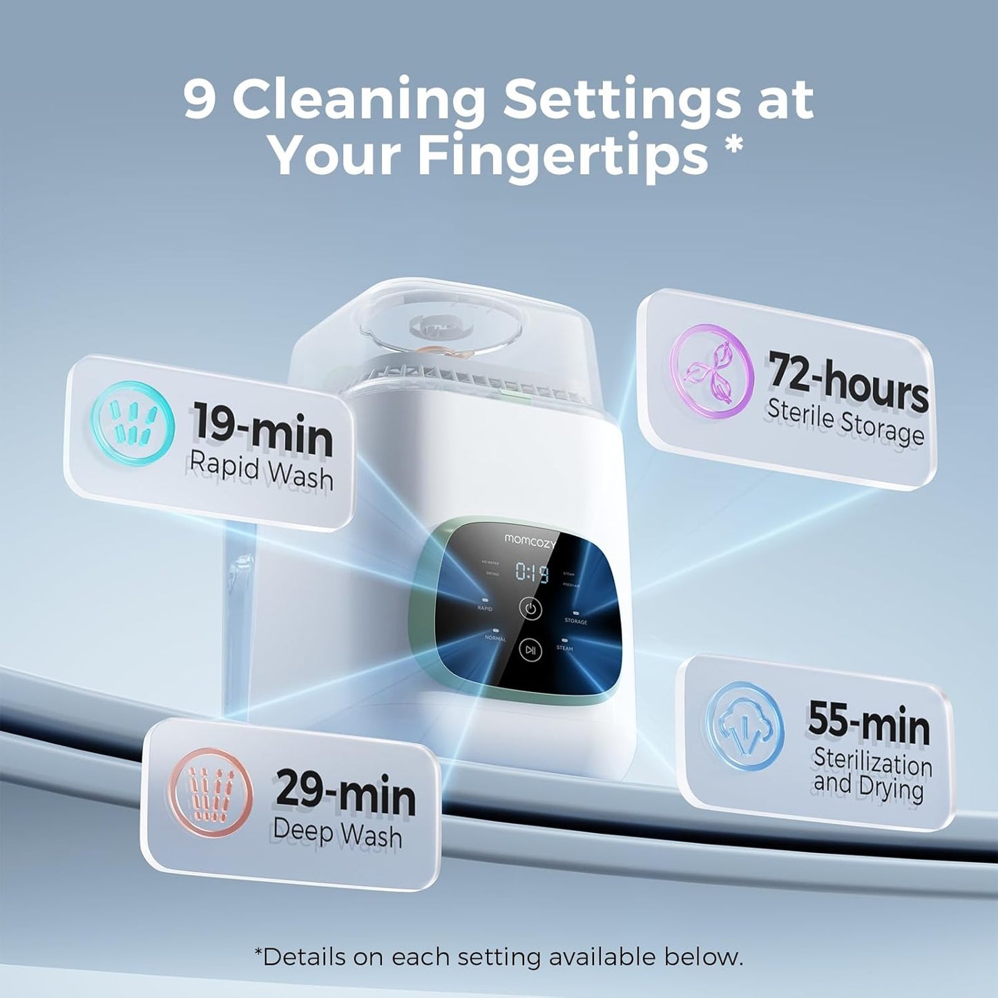 Momcozy KleanPal Pro Baby Bottle Washer, Sterilizer & Dryer - All-in-One Cleaning Machine for