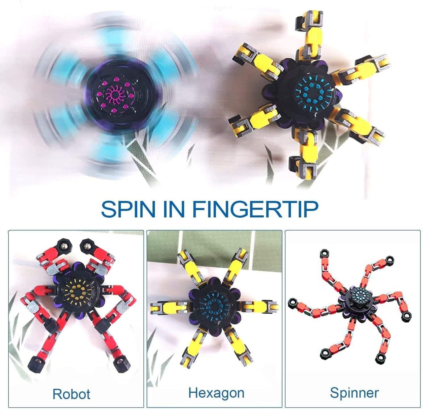 2024 New Fidget Toy Spinners Sensory Robot Toy (Blue), Small