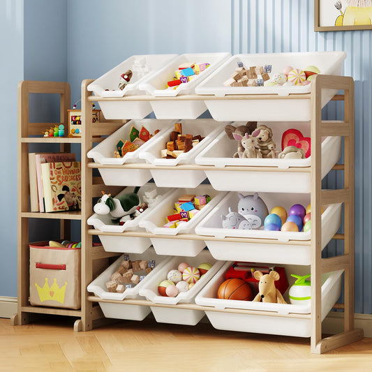 Toy Storage Organizer - Toy Organizers and Storage with Bookshelf, Toy Storage Shelf with 3 Shelves
